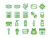 【医療・衛生】線画アイコン（緑）