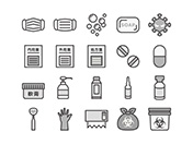 【医療・衛生】線画アイコン（モノクロ）