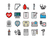 【医療・診断】線画アイコン（カラー）