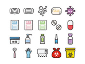 【医療・衛生】線画アイコン（カラー）