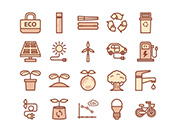 【エコ・環境】線画アイコン（茶）