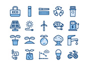 【エコ・環境】線画アイコン（青）