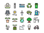 【エコ・環境】線画アイコン（カラー）