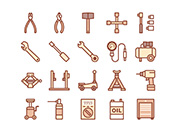 【車両整備・工具】線画アイコン（茶）