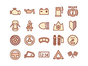 【車両・安全】線画アイコン（茶）