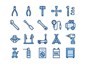 【車両整備・工具】線画アイコン（青）