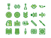 【車両・動力】線画アイコン（緑）