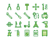 【車両整備・工具】線画アイコン（緑）