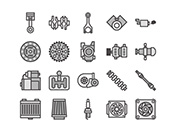 【車両・動力】線画アイコン（白黒）