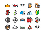 【車両・安全】線画アイコン（カラー）