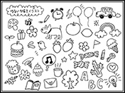ゆるい手描きイラストセット-2（白黒）