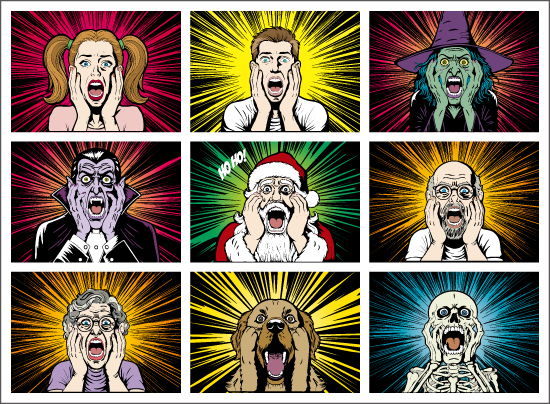 アメコミ風驚いた顔