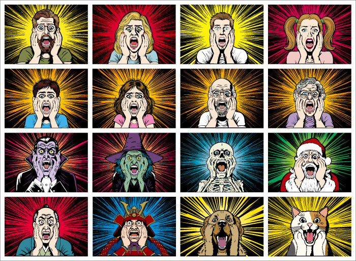 アメコミ風驚いた顔シリーズ