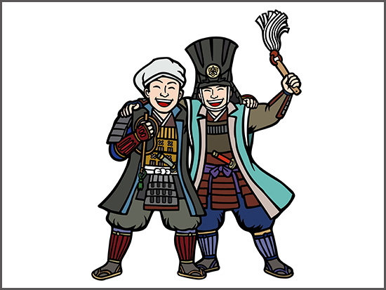 官兵衛と半兵衛が仲良く肩を組んでるとこ