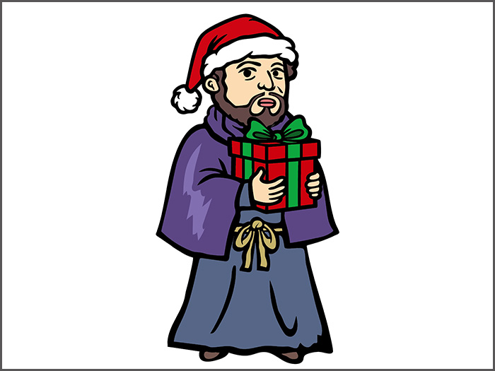 サンタ帽を被ったザビエル