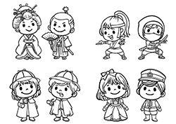 子供職業体験（白黒）-5