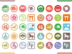 お正月アイコン（午）-3（カラー）