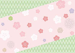 梅と矢絣の背景-1（A4横）