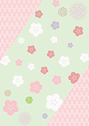 梅と矢絣の背景-2（A4縦）