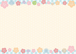 梅と麻の葉の背景-1（A4横）