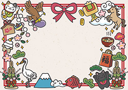お正月イラストフレーム-1（A4横）