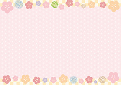 梅と麻の葉の背景-2（A4横）