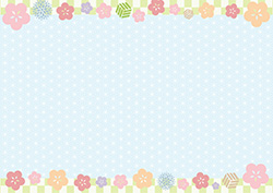 梅と麻の葉の背景-3（A4横）