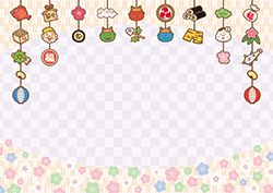 節分のつるし飾りの背景-2（A4横）