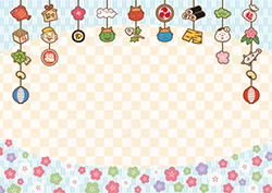 節分のつるし飾りの背景-3（A4横）