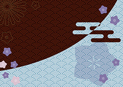 青海波と桔梗の背景-1(A4横)