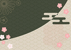 青海波と梅の背景-1(A4横)