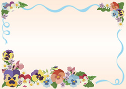 パンジーのフレーム-2（A4横）