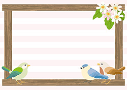 小鳥と木のフレーム-1（A4横）