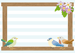 小鳥と木のフレーム-2（A4横）