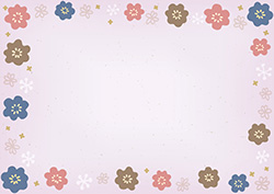 	和風花柄のフレーム-2（A4横）