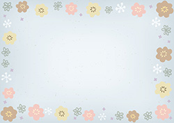 	和風花柄のフレーム-3（A4横）