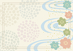 和風花柄のフレーム-5（A4横）