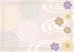 和風花柄のフレーム-7（A4横）