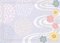 和風花柄のフレーム-8（A4横）