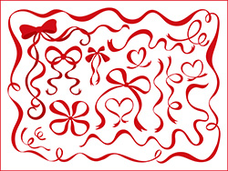 シンプルな手描きリボン集(赤)-1