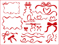シンプルな手描きリボン集(赤)-2