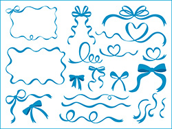 シンプルな手描きリボン集(水色)-2