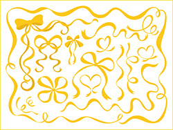 シンプルな手描きリボン集(黄色)-1