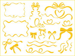 シンプルな手描きリボン集(黄色)-2