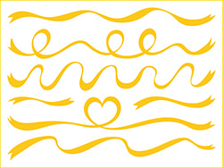 シンプルな手描きリボン集(黄色)-3