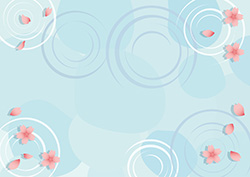 桜と水面の和風背景-1(A4横)