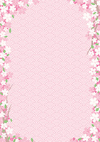 桜と青海波のフレーム背景-1（A4縦）