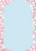 桜と青海波のフレーム背景-2（A4縦）
