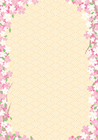 桜と青海波のフレーム背景-3（A4縦）