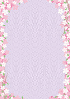 桜と青海波のフレーム背景-4（A4縦）